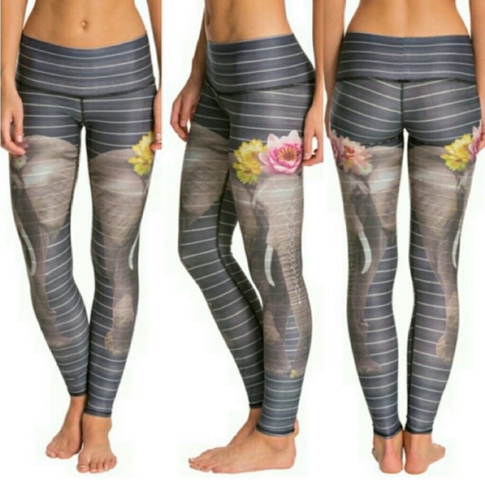 Teeki Striped Elephant Print Leggings